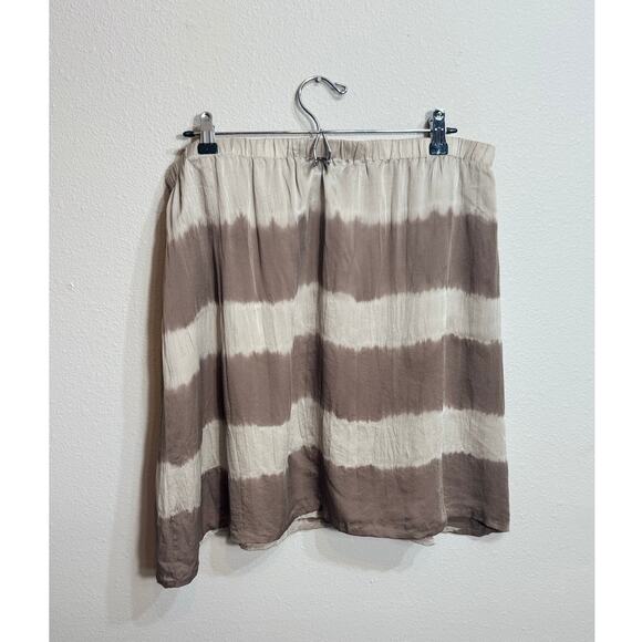 EIleen Fisher The Fisher Project skirt Taupe Mocha A line dyed Shibori silk  XL - Picture 2 of 7